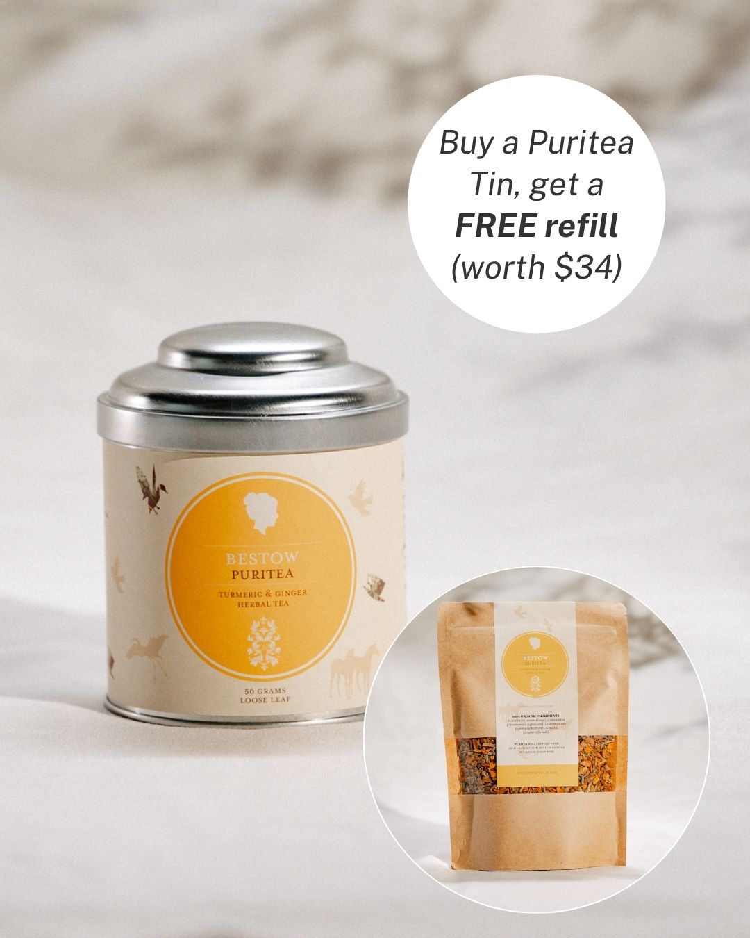 Bestow Puritea Tea Tin (With FREE refill)