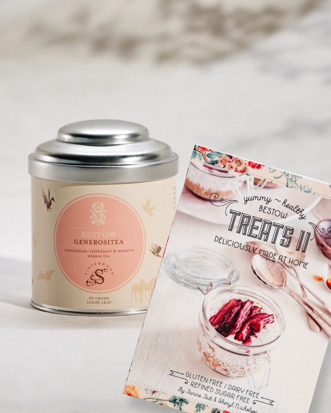 Bestow Generositea Tin + Bestow Treats II Cookbook